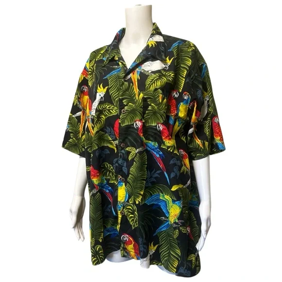 Bill Blass Vintage Hawaiian Parrot Tropical  Multicolor Button Up Shirt Size XL - Picture 4 of 7